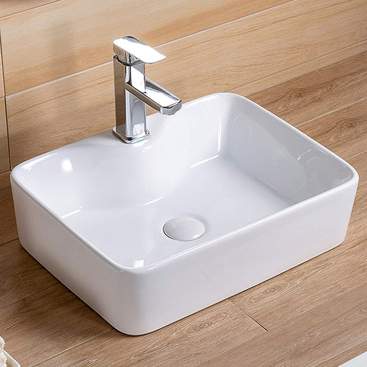 Kemjo Table Top Wash Basin for Bathroom White Rectangle Fusion-7012