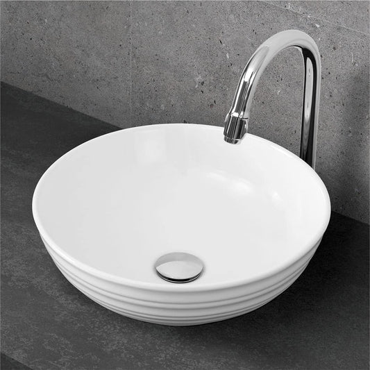 Kemjo Table Top Wash Basin for Bathroom White Round Orion