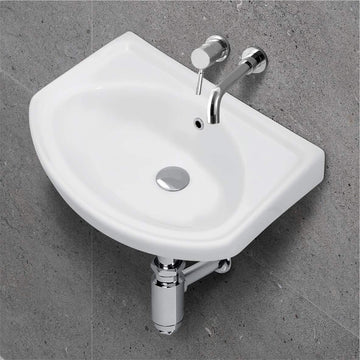 Wall Mounted Wash Basin for Bathroom White Rectangle Ever (BWB-21)-WA