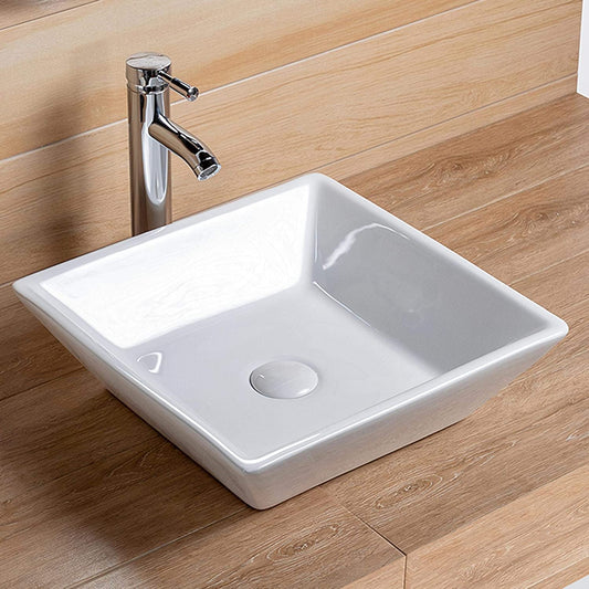 Kemjo Table Top Wash Basin for Bathroom White Square Cosmo-7023