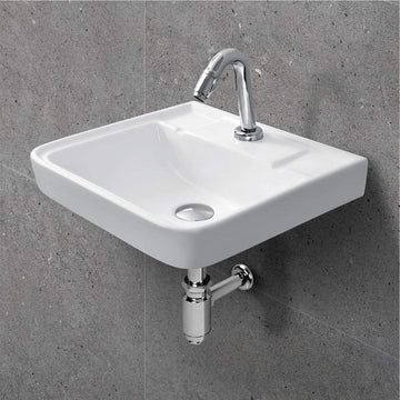 Wall Mounted Wash Basin for Bathroom White Rectangle Urban BWB-12-WA