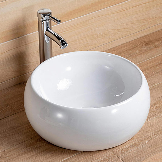 Kemjo Table Top Wash Basin for Bathroom White Round Antica-7022-WA